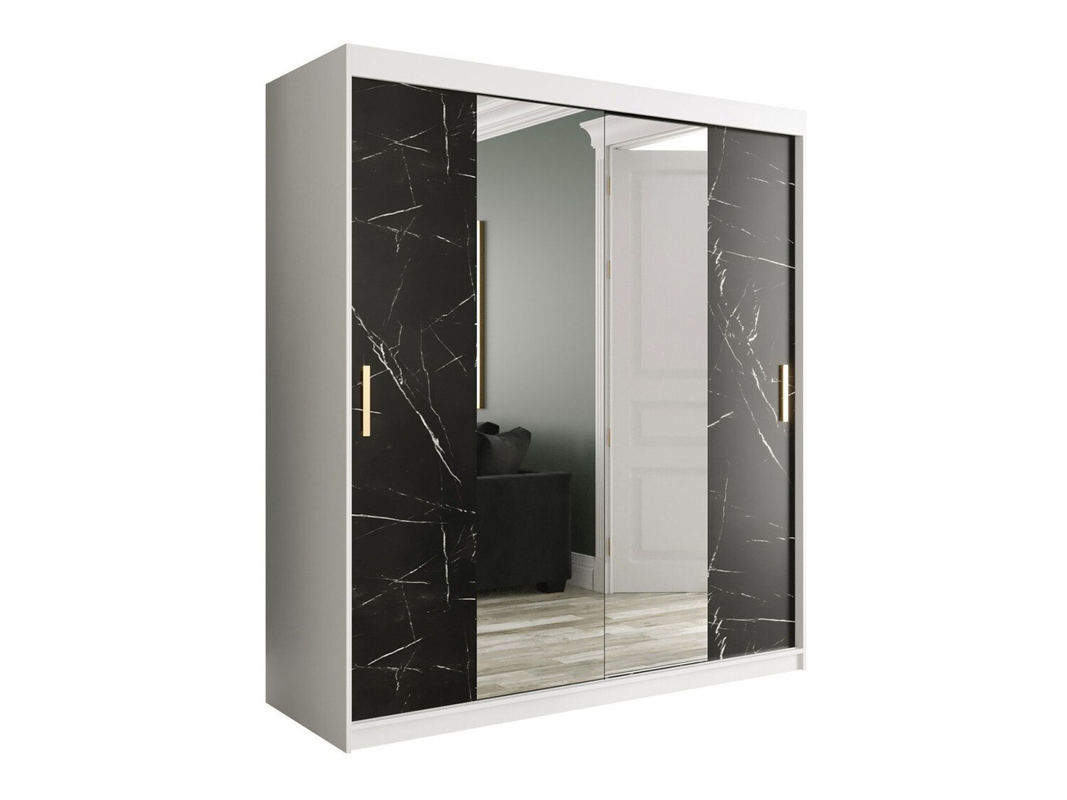 Ormar Hartford 255 (Mat belo + Crni mermer)