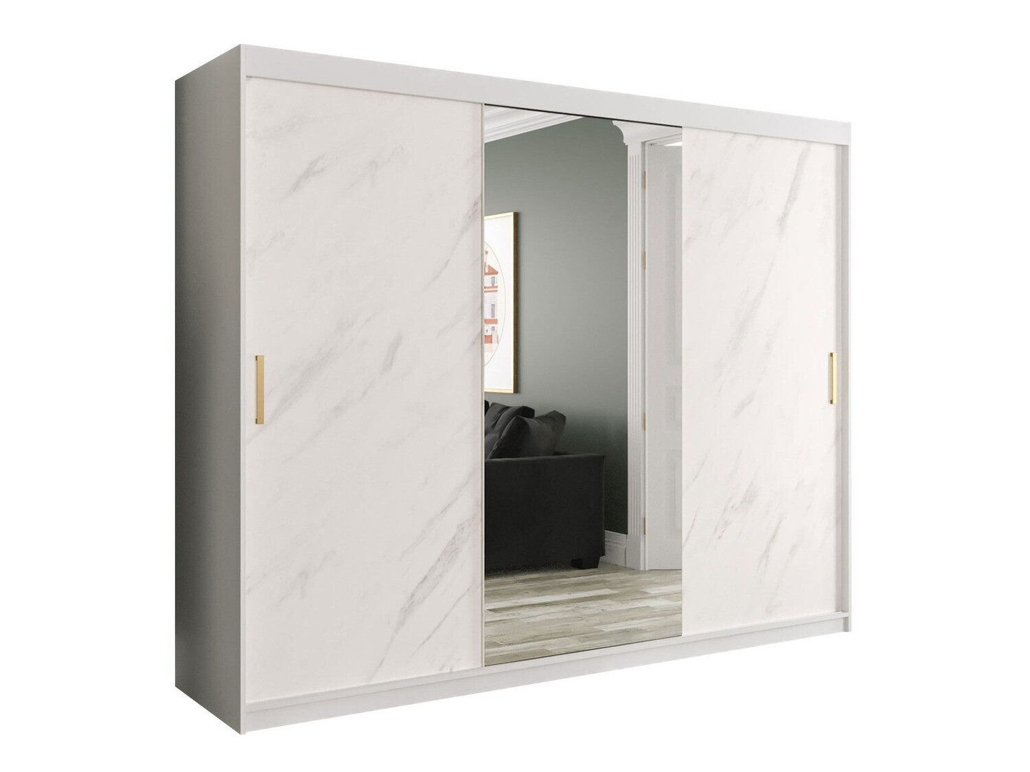 Ormar Hartford 257 (Mat belo + Beli mermer)