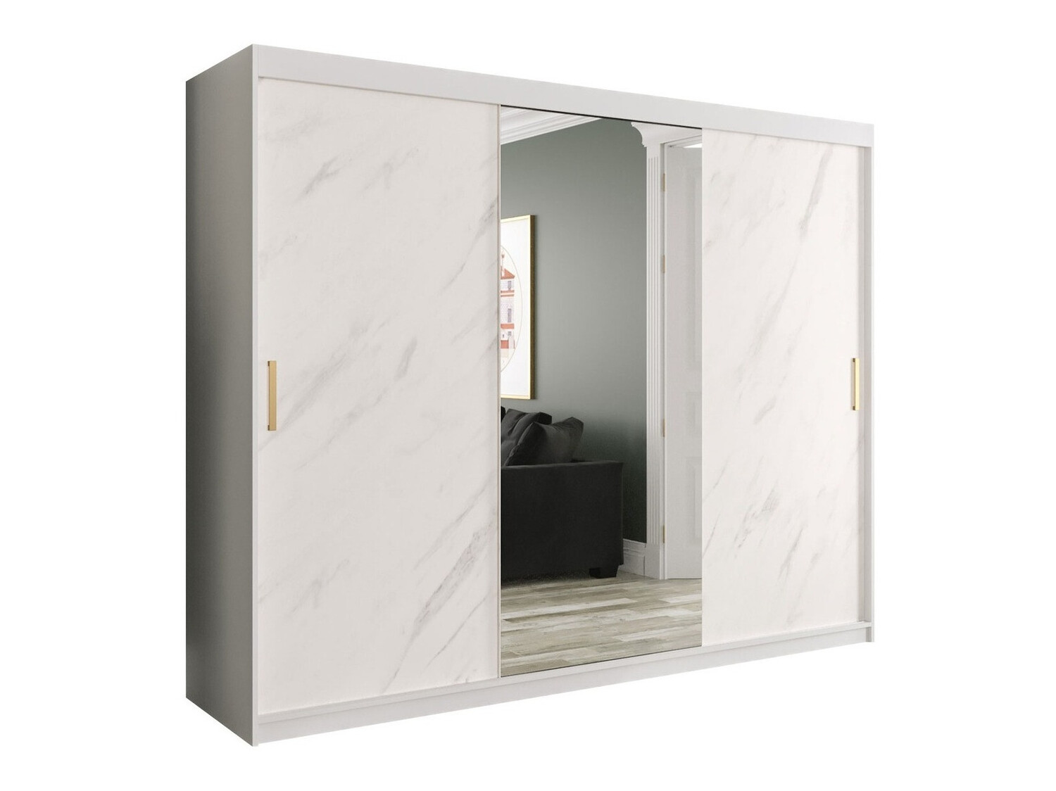 Ormar Hartford 257 (Mat belo + Beli mermer)