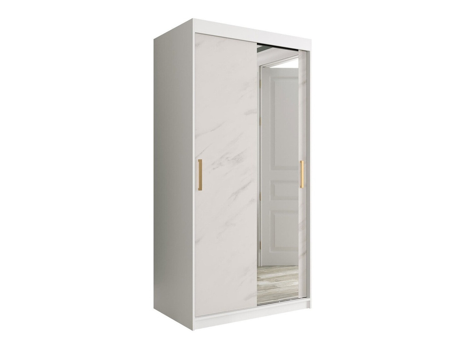 Ormar Hartford 258 (Mat belo + Beli mermer)