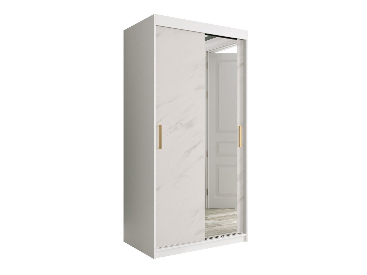 Ormar Hartford 258 (Mat belo + Beli mermer)