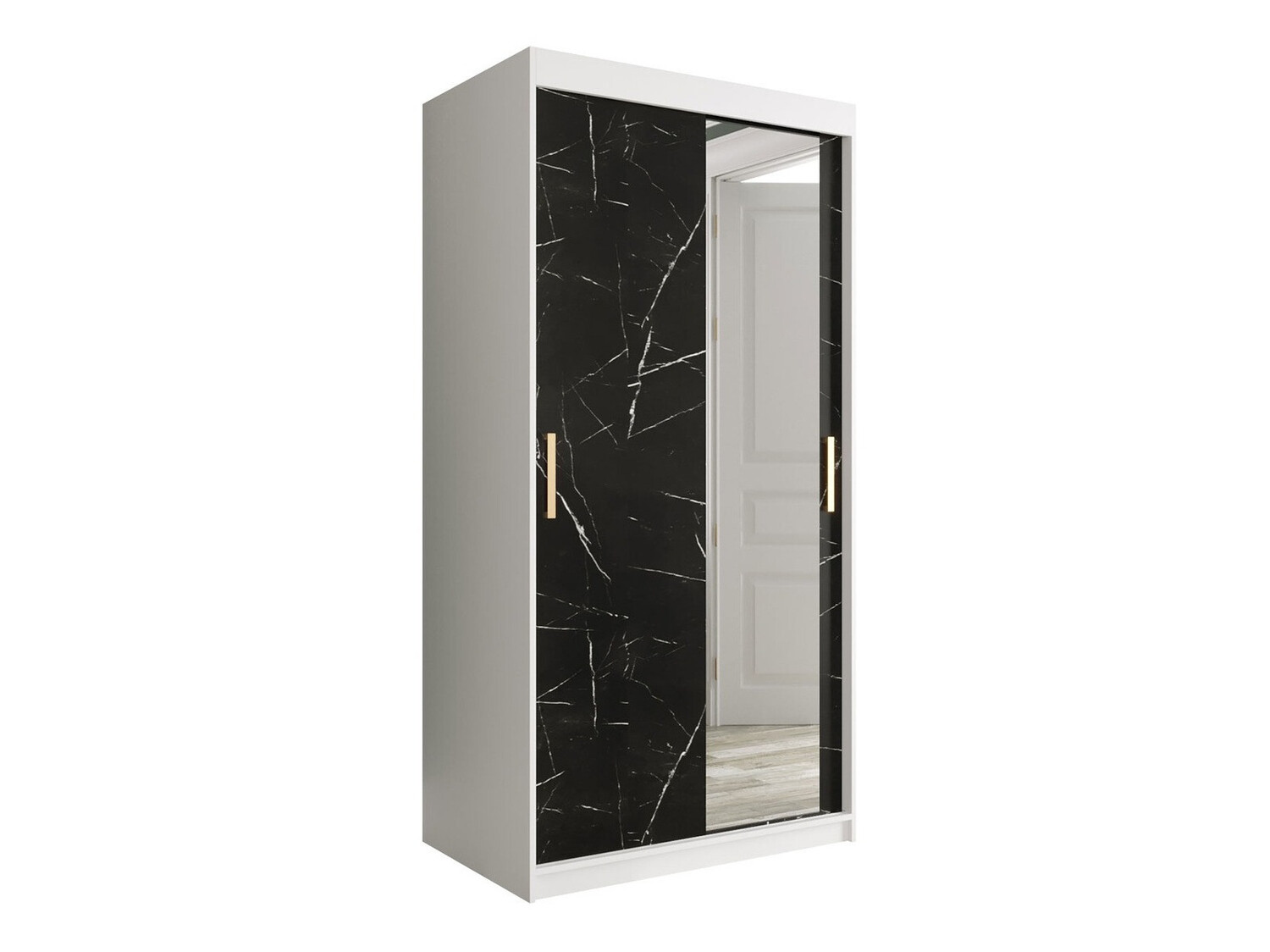 Ormar Hartford 258 (Mat belo + Crni mermer)