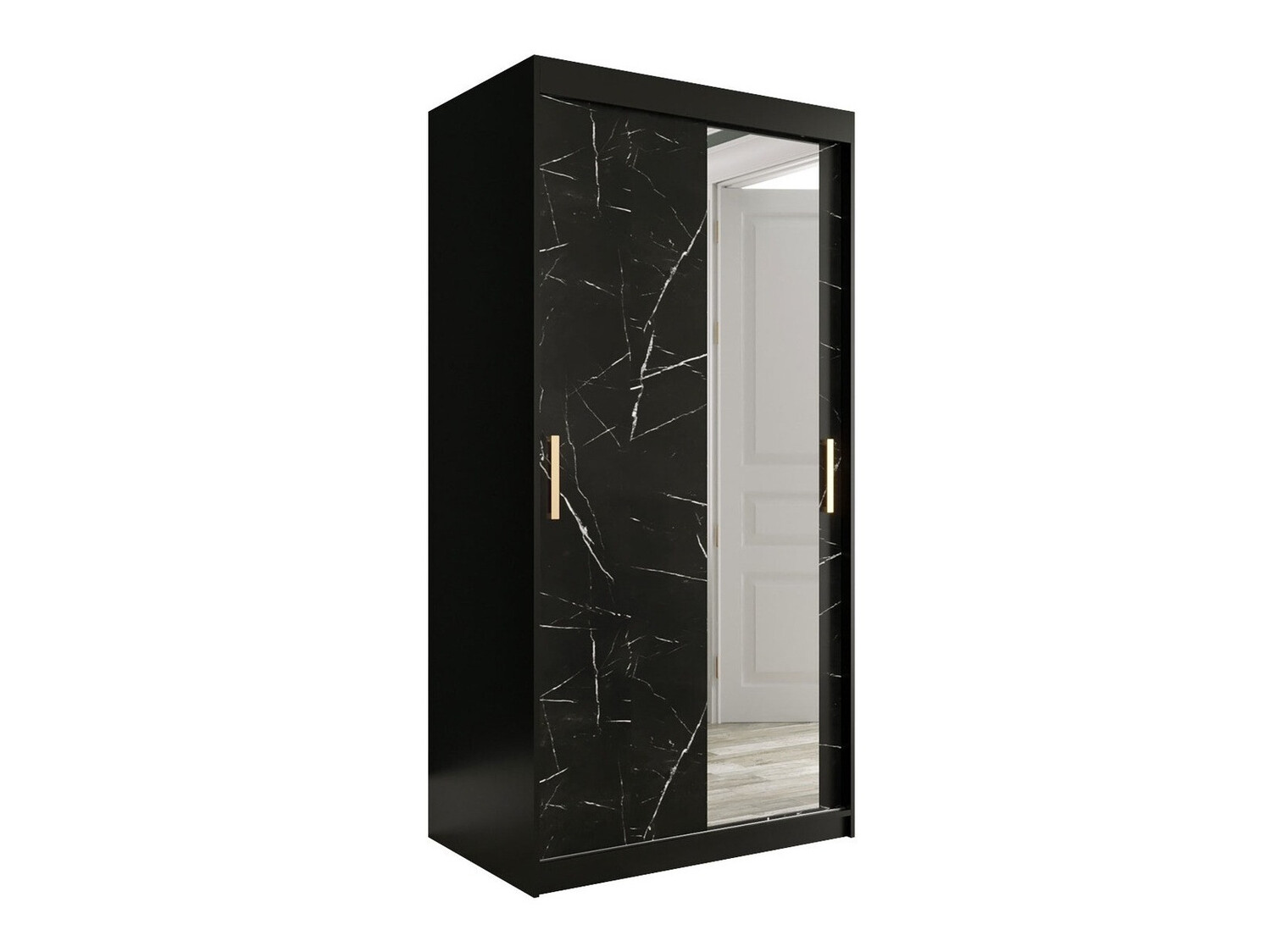 Ormar Hartford 258 (Mat crna + Crni mermer)