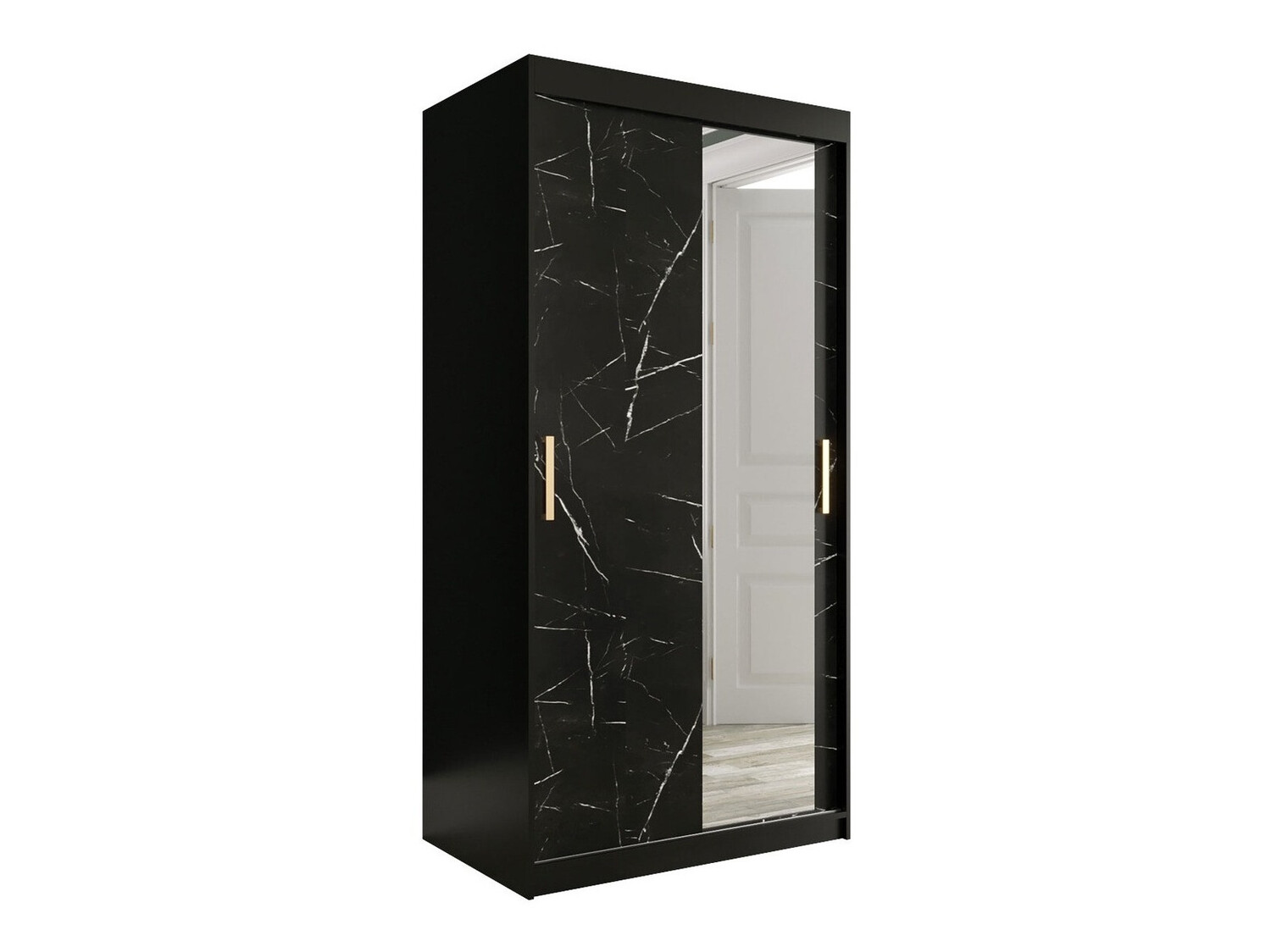 Ormar Hartford 258 (Mat crna + Crni mermer)