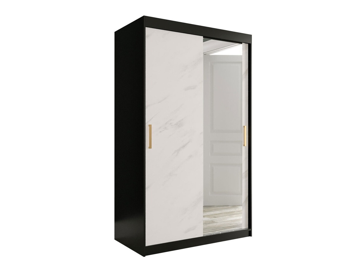 Ormar Hartford 259 (Mat crna + Beli mermer)