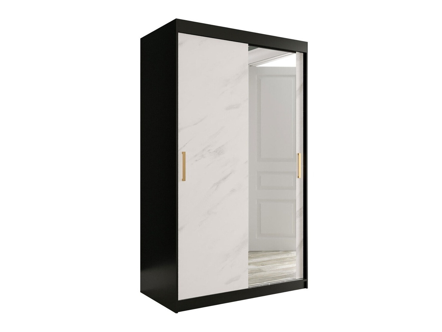 Ormar Hartford 259 (Mat crna + Beli mermer)