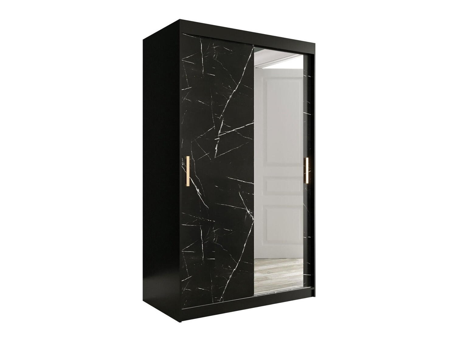 Ormar Hartford 259 (Mat crna + Crni mermer)