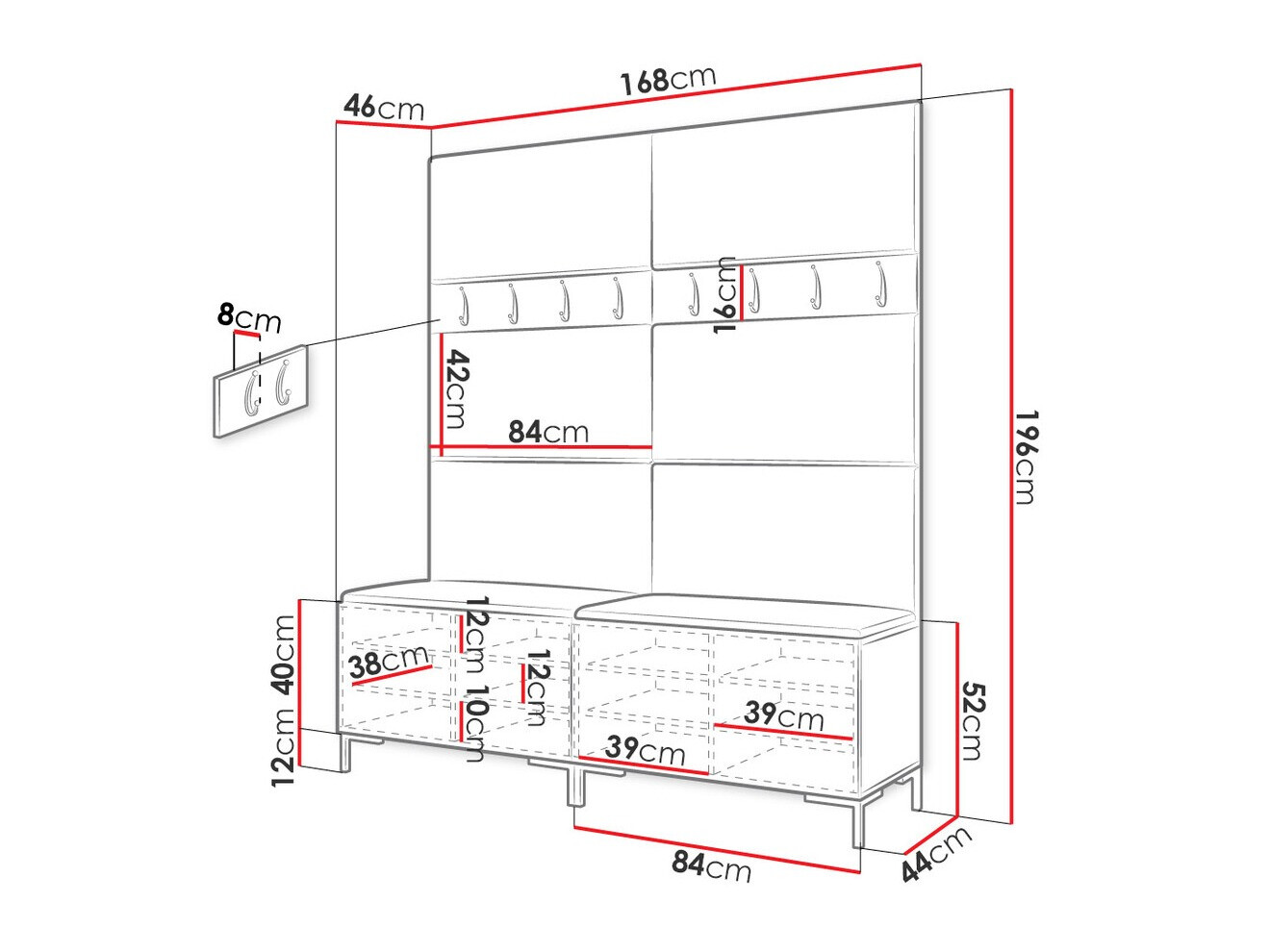 Set za hodnik Nomal II (Belo)