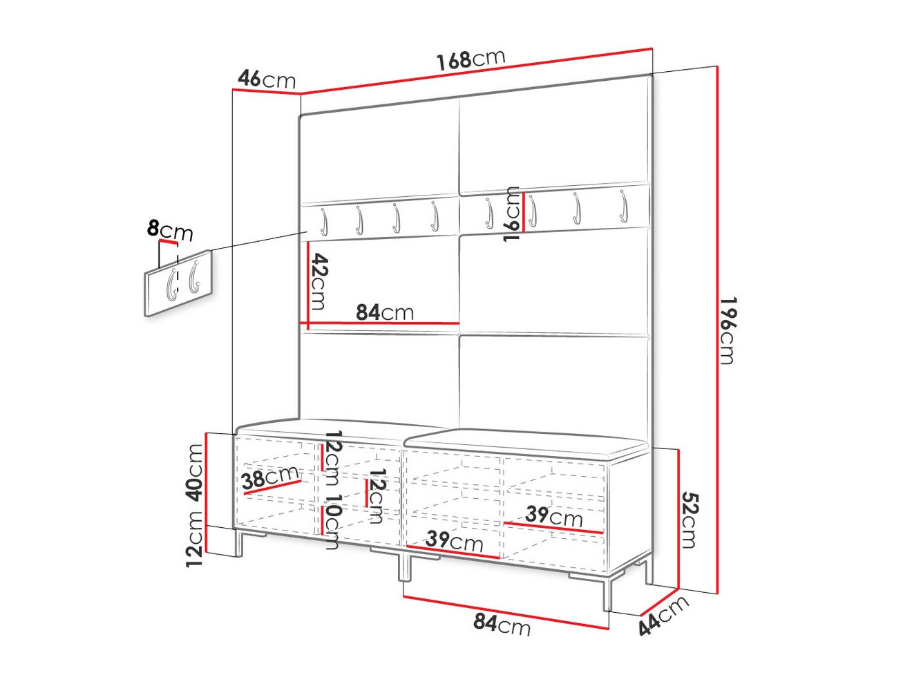 Set za hodnik Tivsoa 101 (Belo)