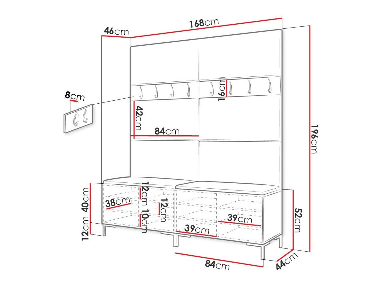 Set za hodnik Tivsoa 101 (Belo)