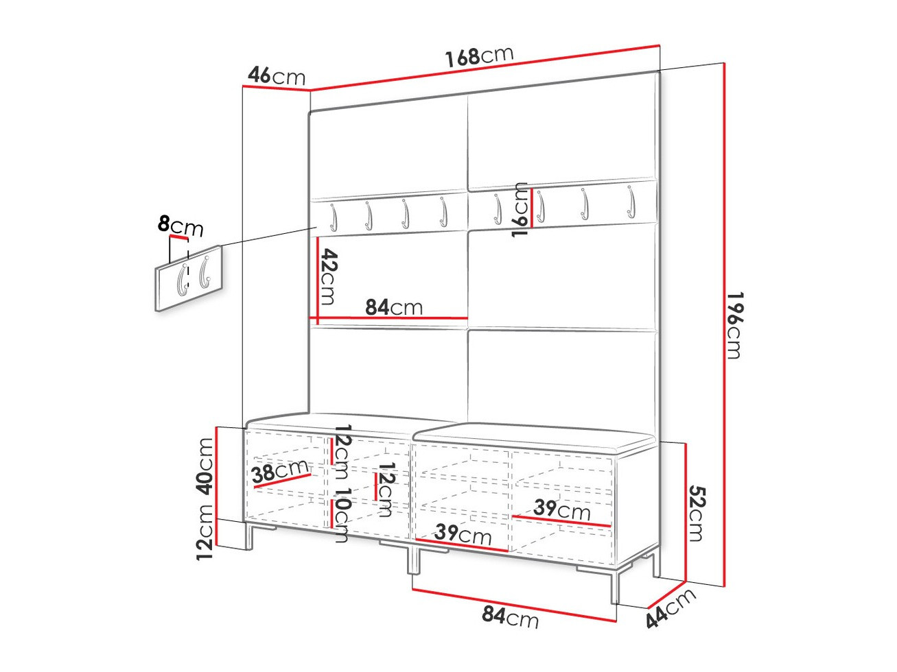 Set za hodnik Tivsoa 101 (Belo)