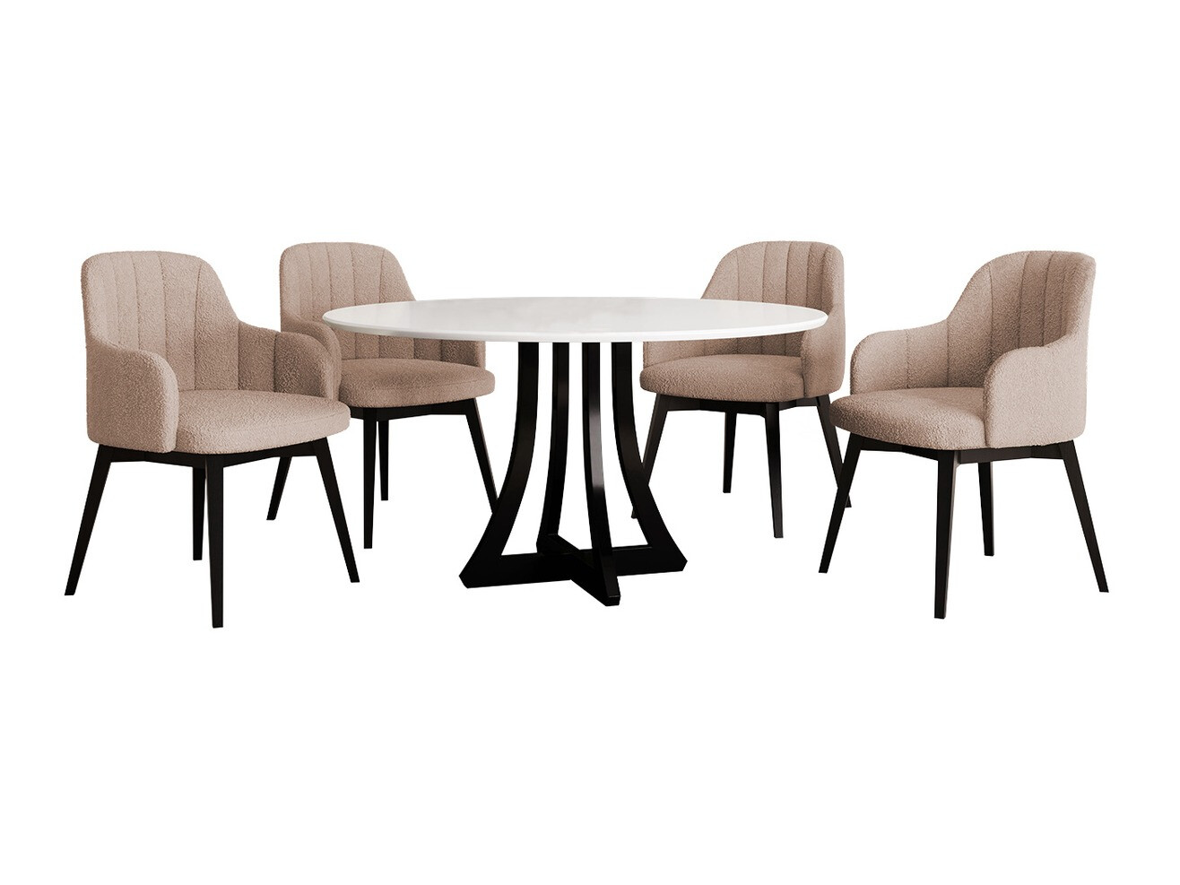 Trpezarijski set Racine 128 (Sjajno belo + Crna visoki sjaj)