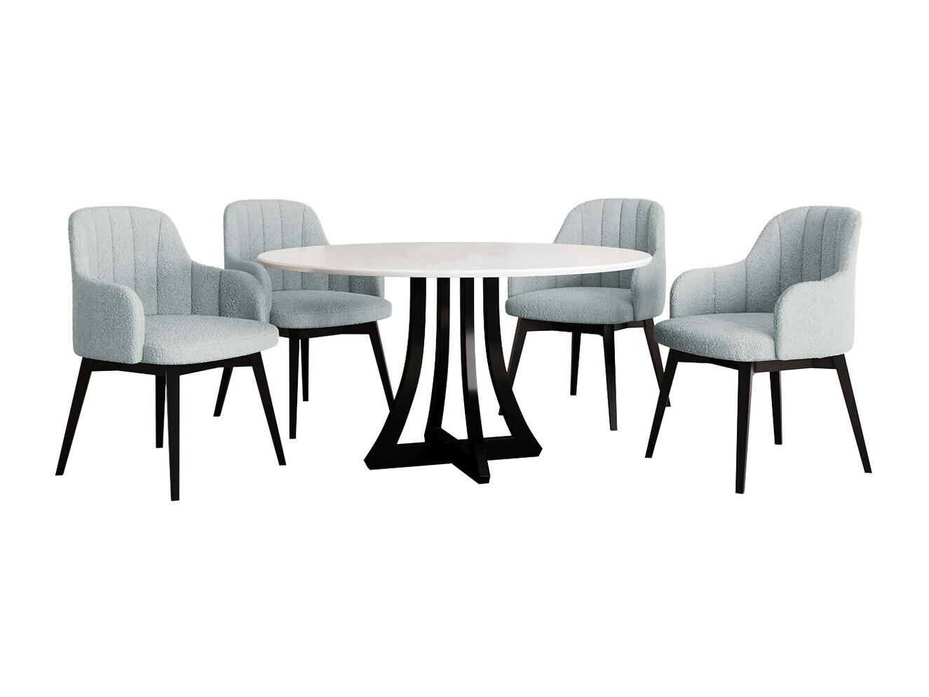 Trpezarijski set Racine 128 (Sjajno belo + Crna visoki sjaj)