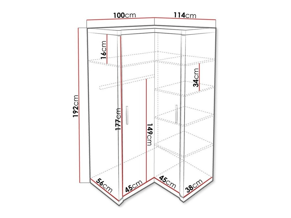 Ugaoni ormar Lorelie 119 (Sonoma hrast)