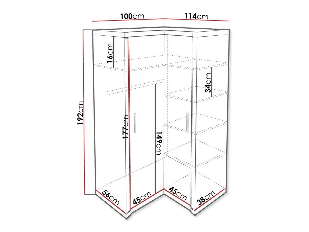 Ugaoni ormar Lorelie 119 (Trufel hrast)