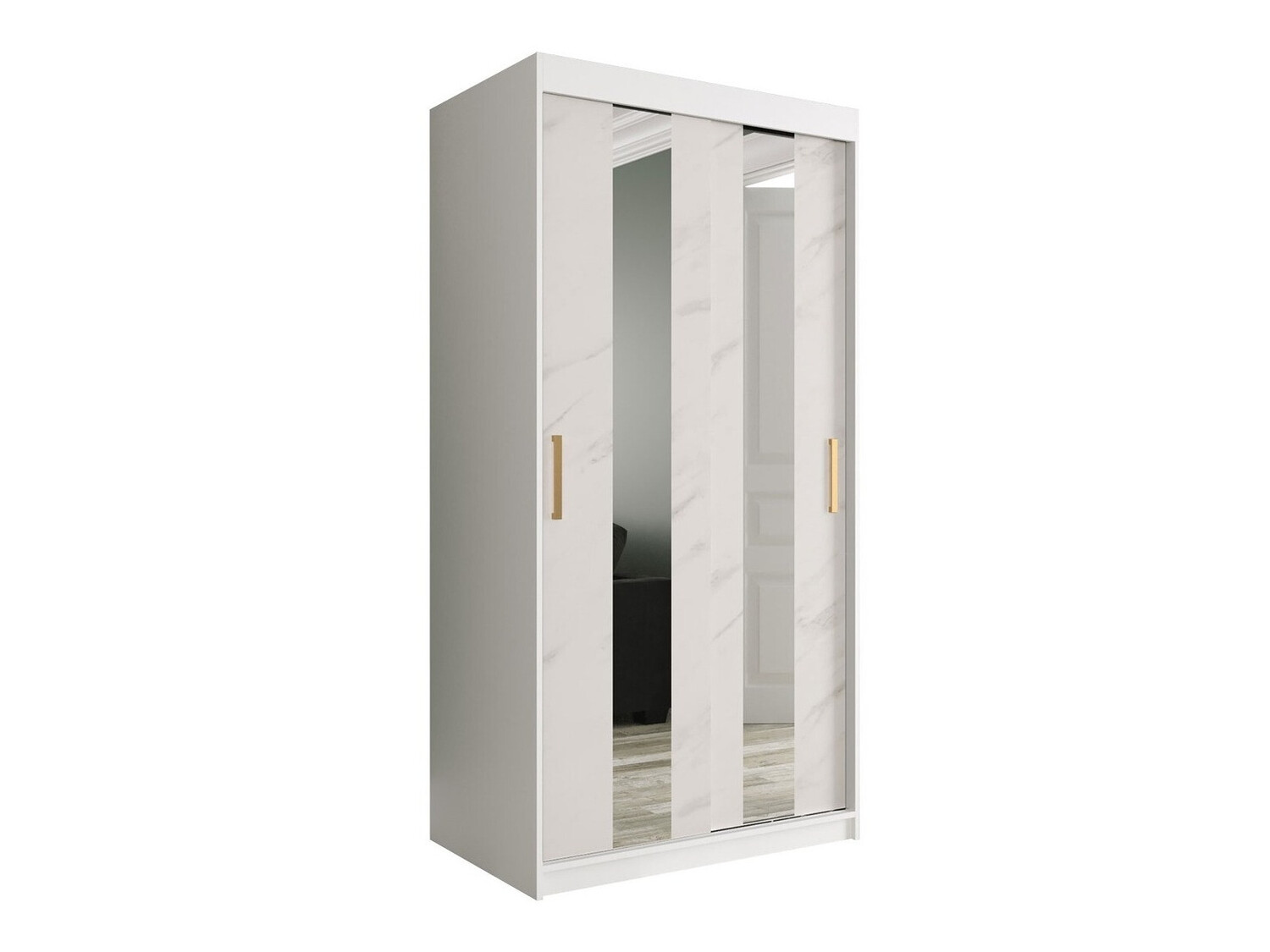 Ormar Hartford 240 (Mat belo + Beli mermer)