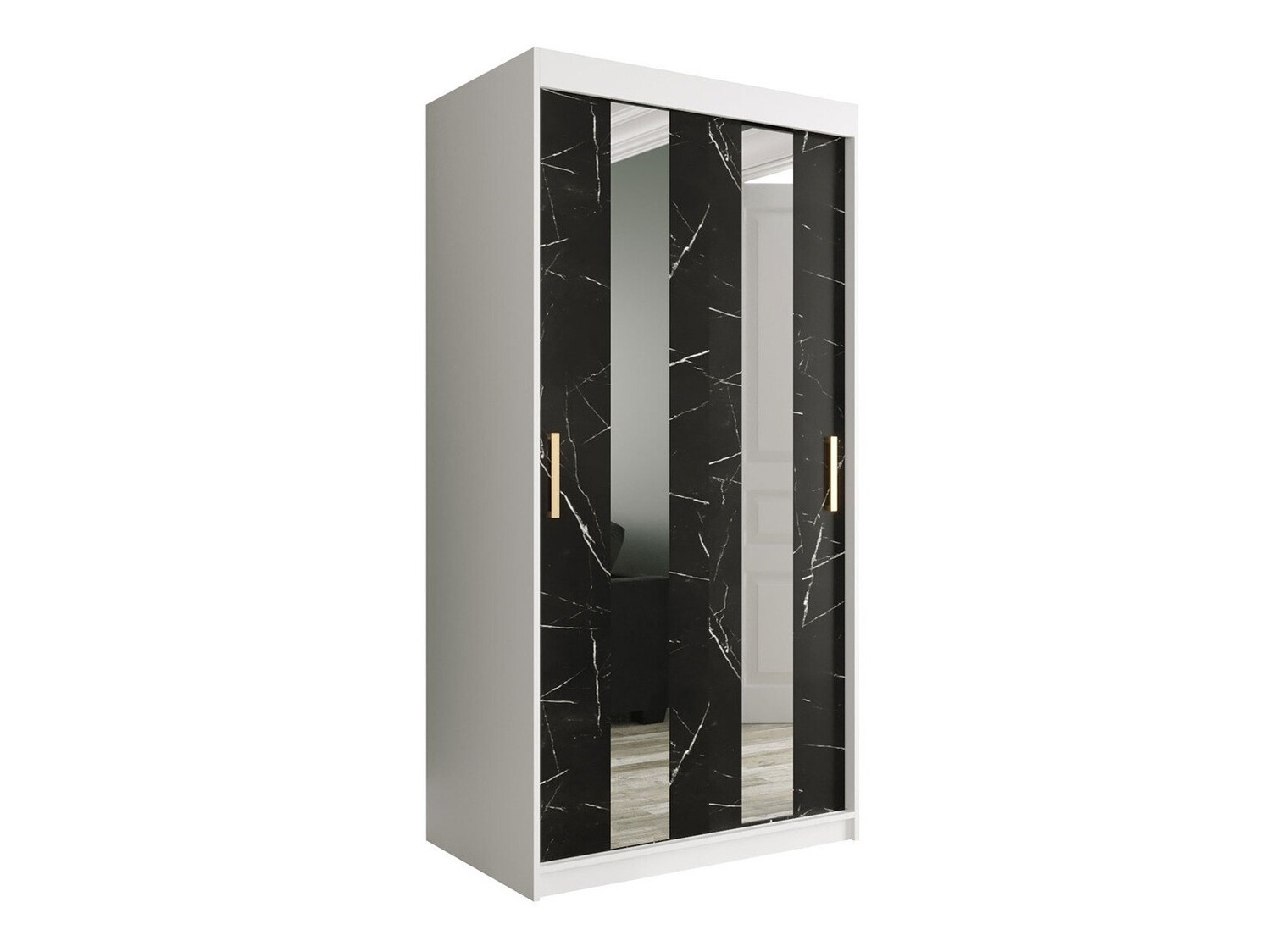 Ormar Hartford 240 (Mat belo + Crni mermer)