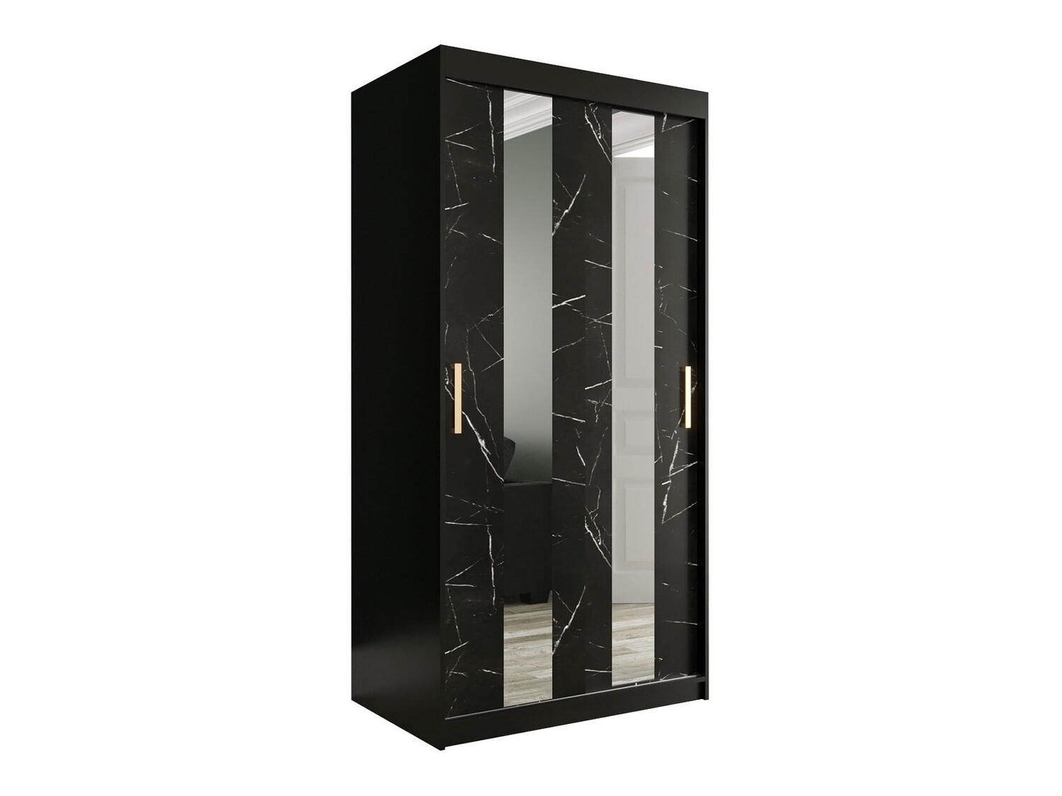 Ormar Hartford 240 (Mat crna + Crni mermer)