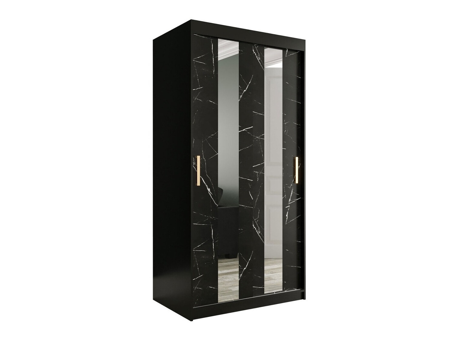 Ormar Hartford 240 (Mat crna + Crni mermer)