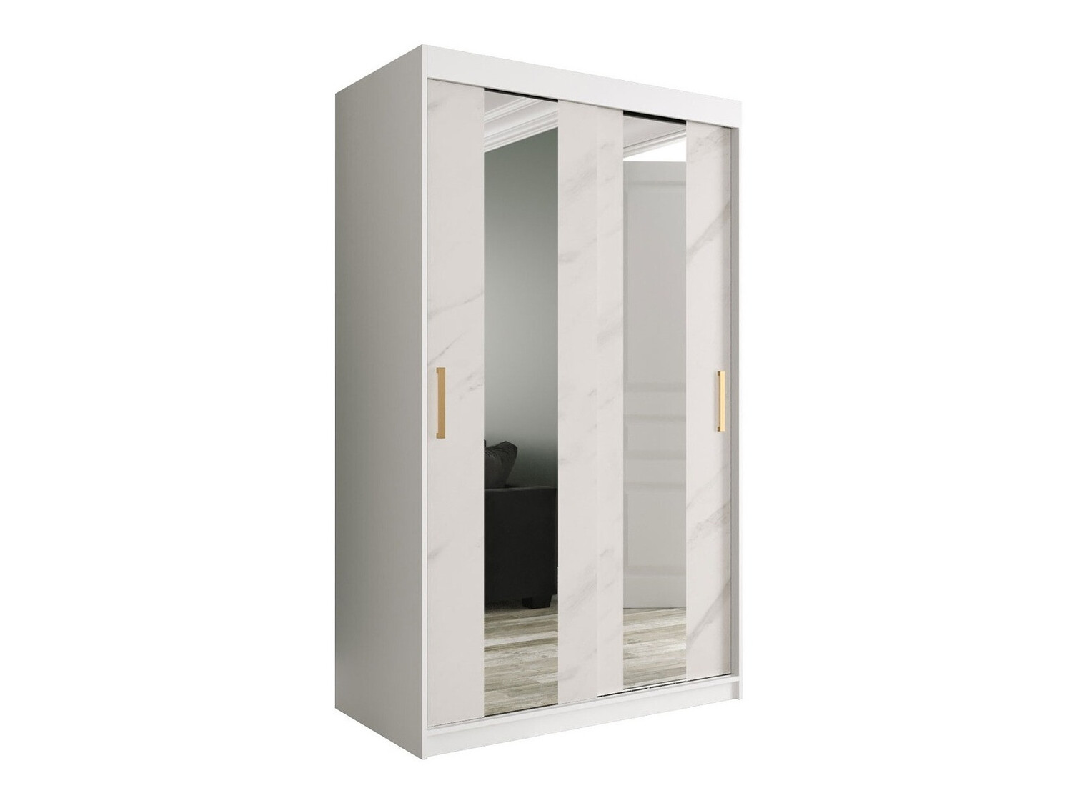 Ormar Hartford 241 (Mat belo + Beli mermer)