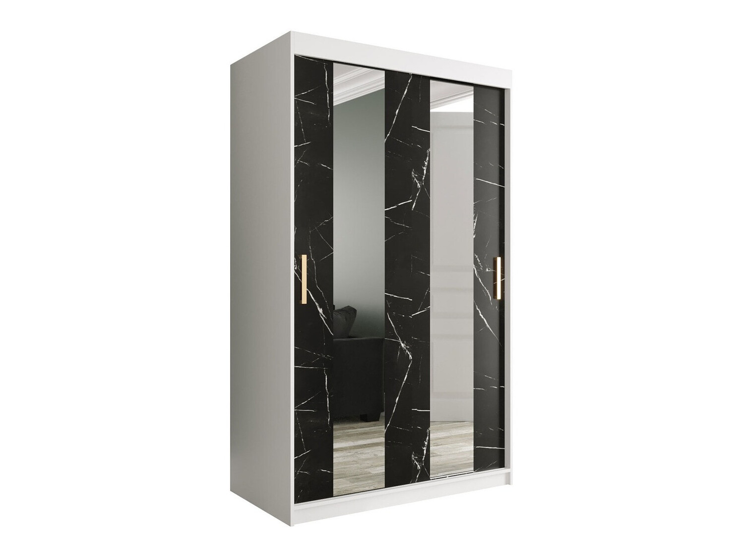 Ormar Hartford 241 (Mat belo + Crni mermer)