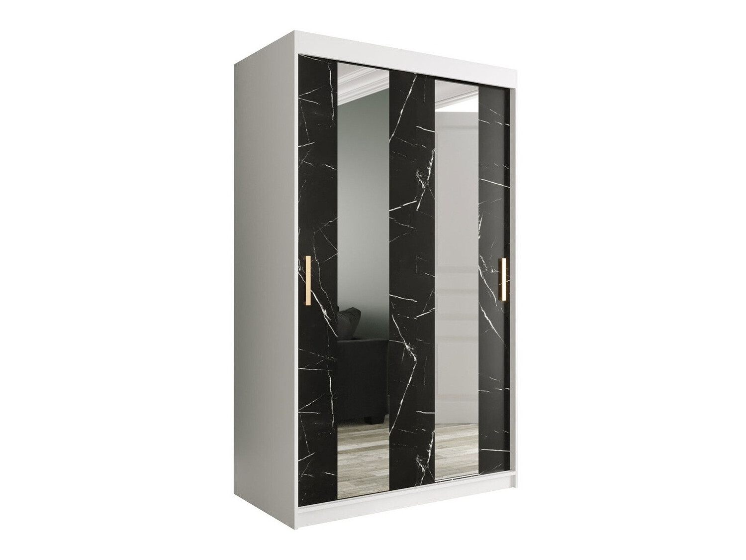 Ormar Hartford 241 (Mat belo + Crni mermer)