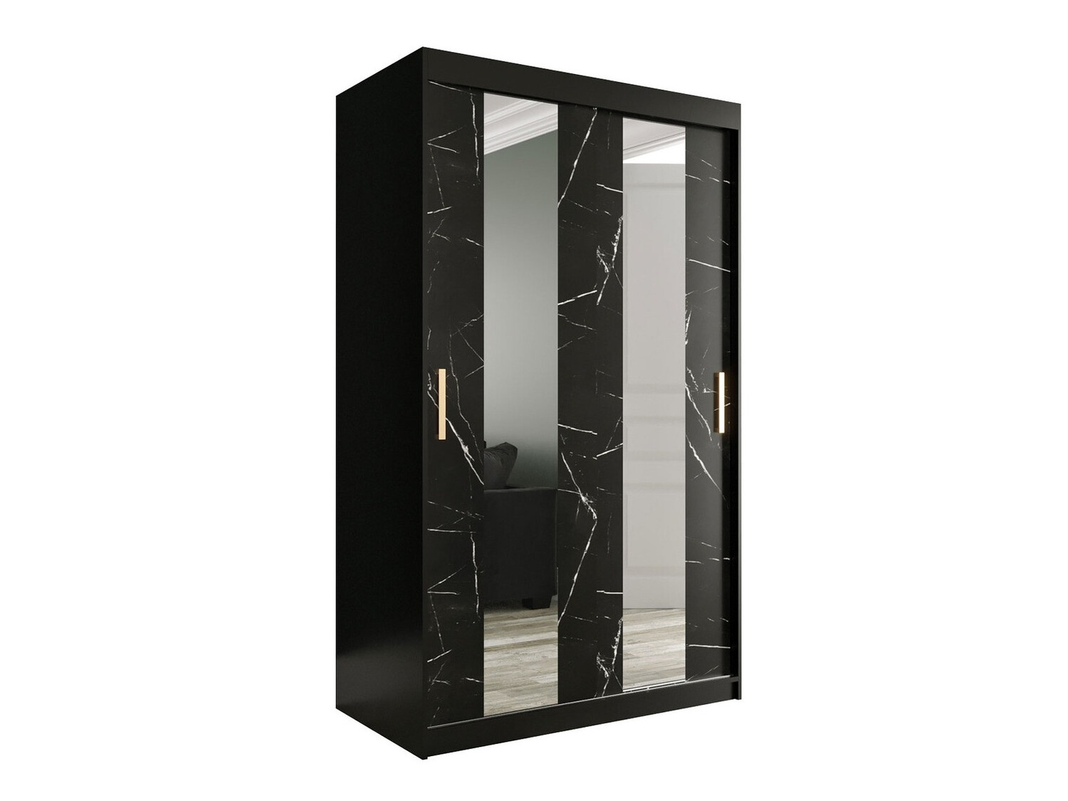 Ormar Hartford 241 (Mat crna + Crni mermer)