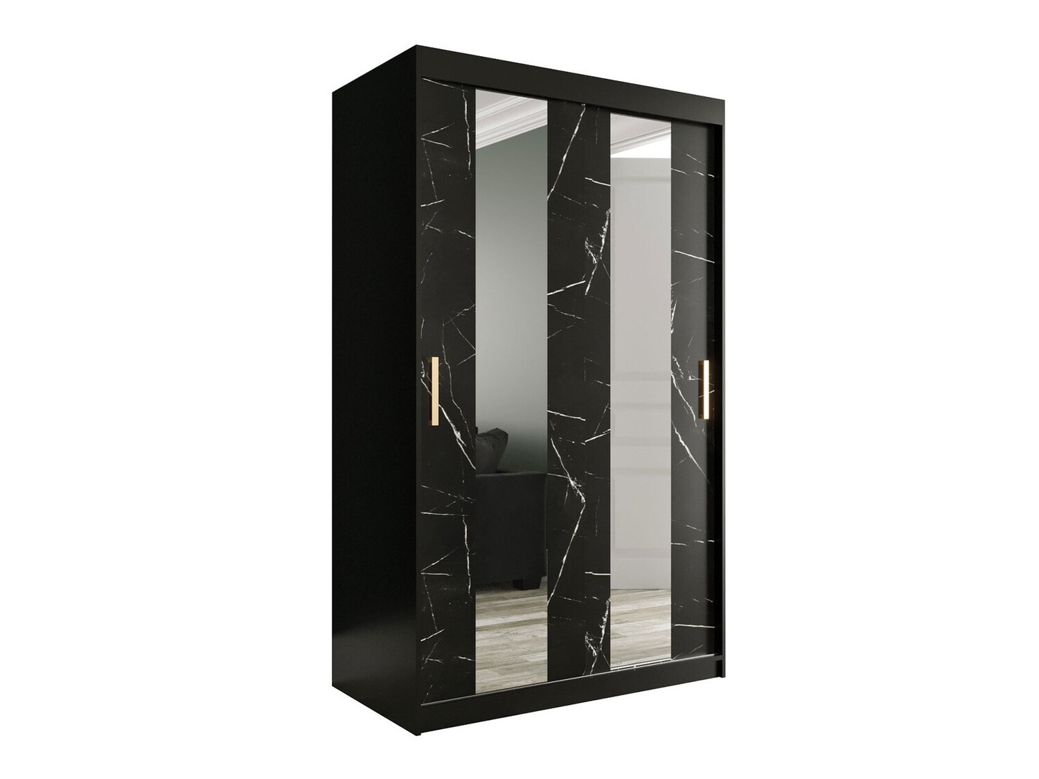 Ormar Hartford 241 (Mat crna + Crni mermer)