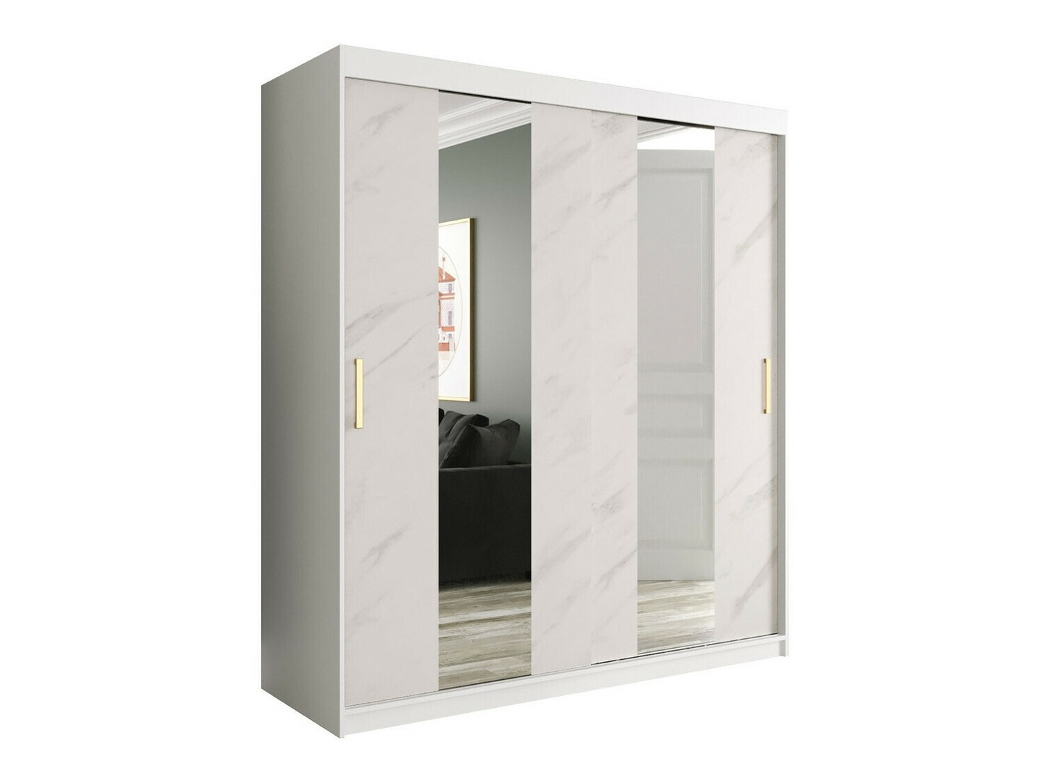 Ormar Hartford 243 (Mat belo + Beli mermer)