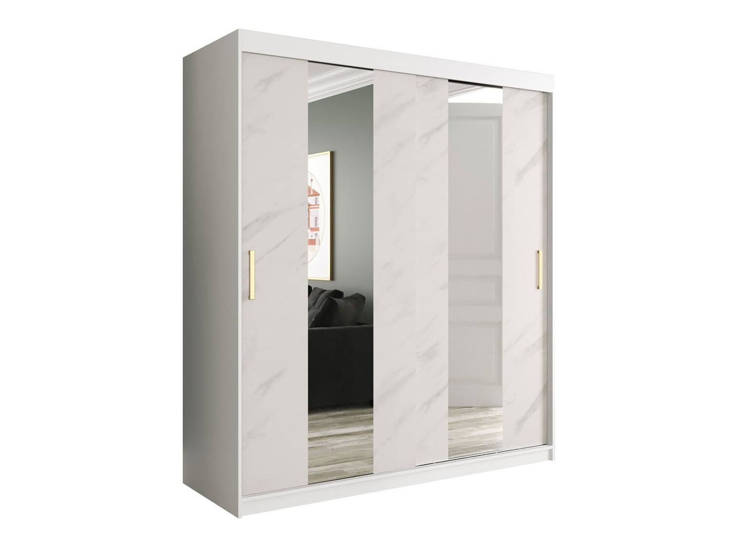 Ormar Hartford 243 (Mat belo + Beli mermer)