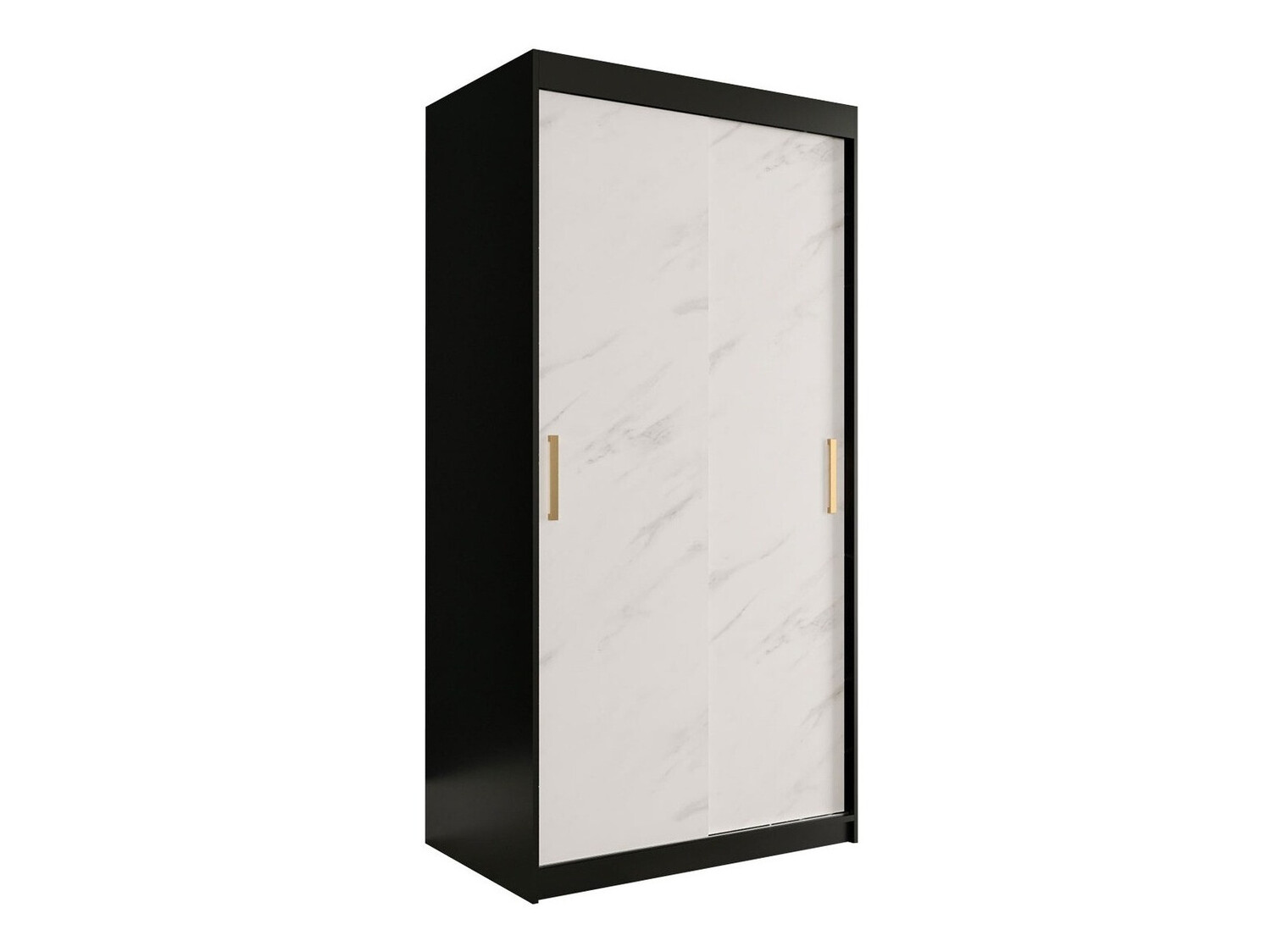 Ormar Hartford 246 (Mat crna + Beli mermer)