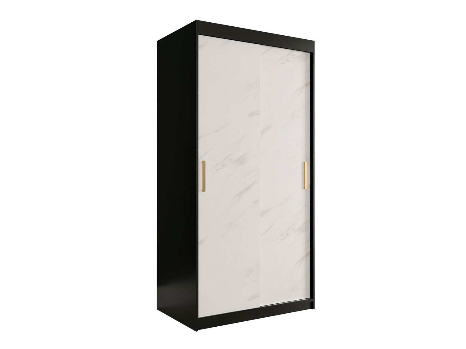 Ormar Hartford 246 (Mat crna + Beli mermer)