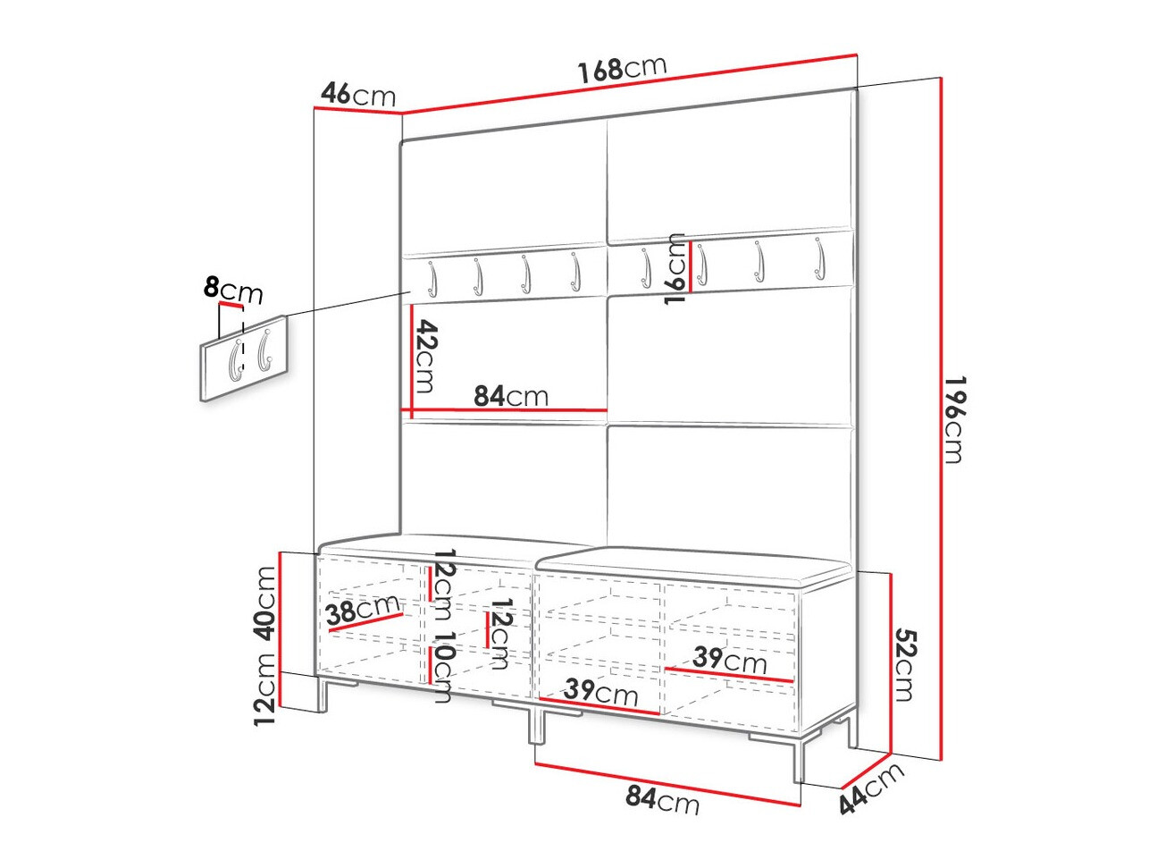 Set za hodnik Tivsoa 101 (Craft hrast)