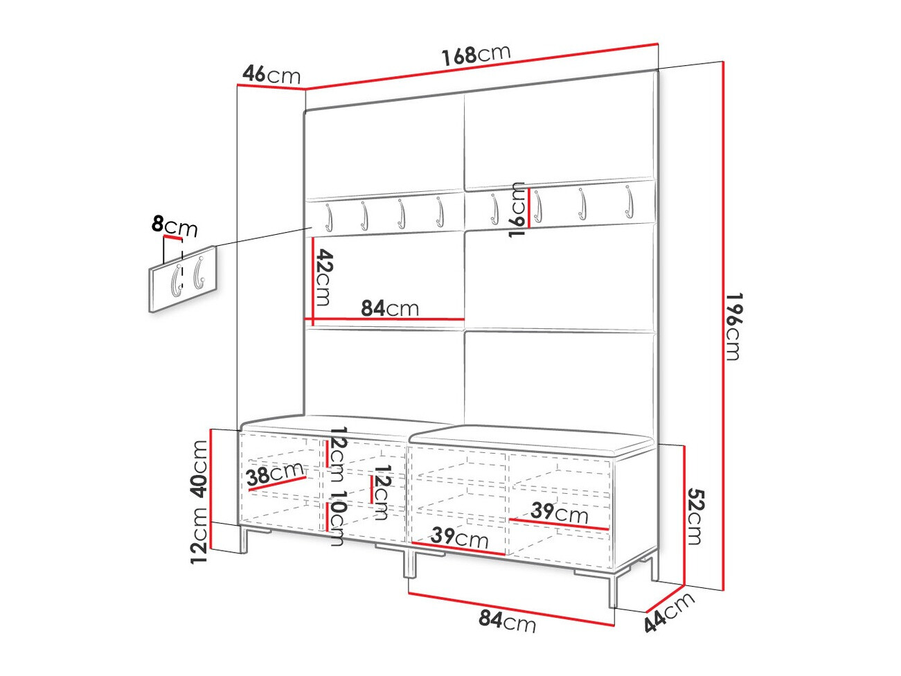 Set za hodnik Tivsoa 101 (Craft hrast)
