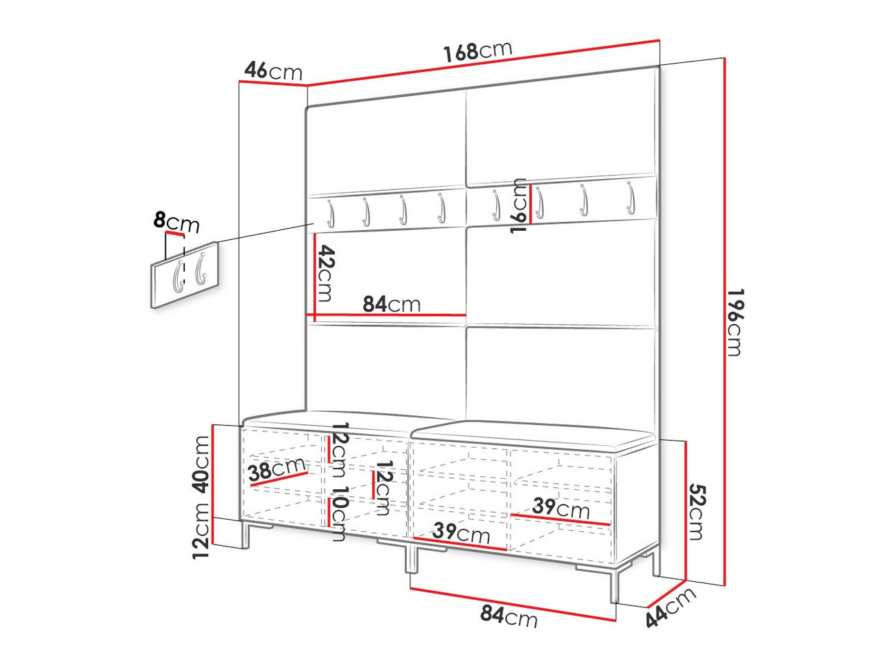 Set za hodnik Tivsoa 101 (Craft hrast)