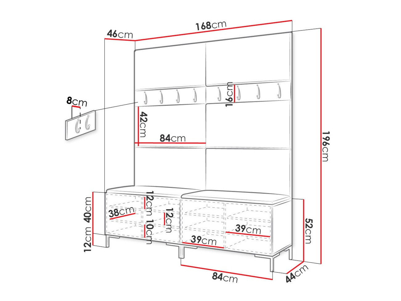 Set za hodnik Tivsoa 101 (Craft hrast)