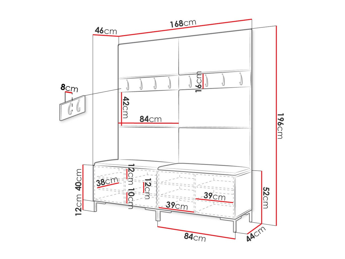 Set za hodnik Tivsoa 101 (Craft hrast)