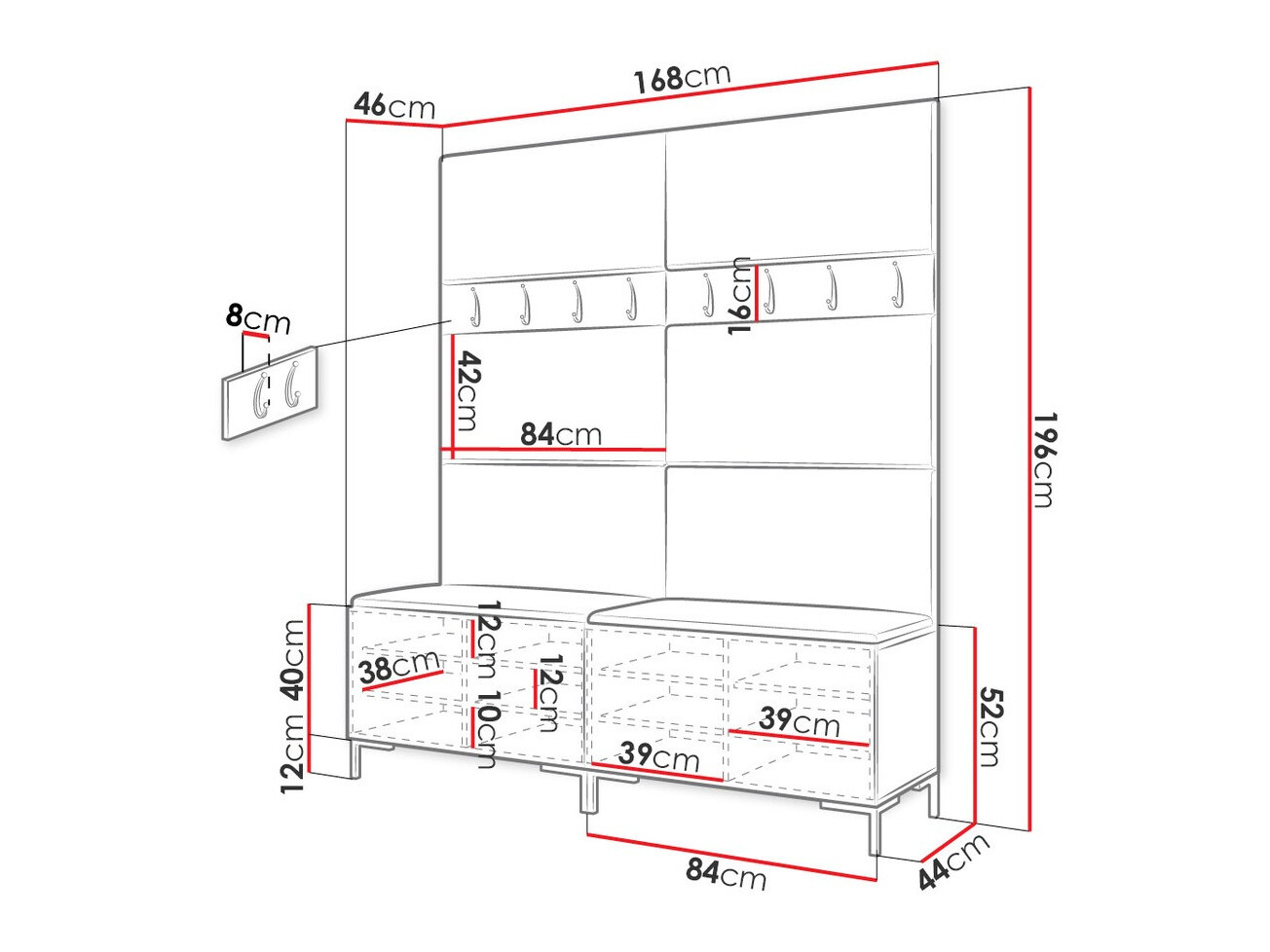Set za hodnik Tivsoa 101 (Craft hrast)