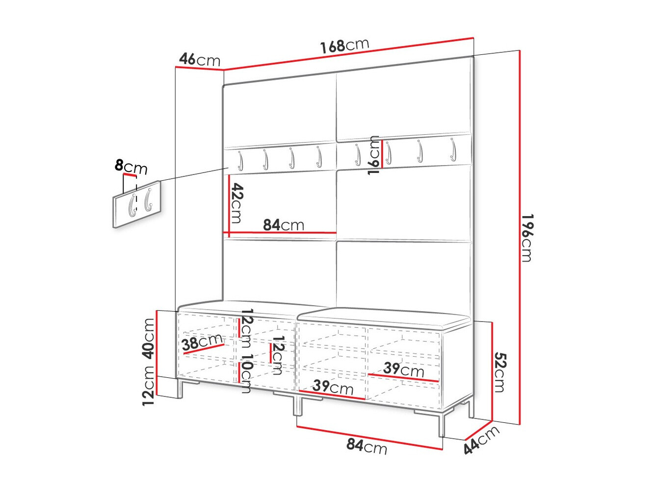 Set za hodnik Tivsoa 101 (Craft hrast)