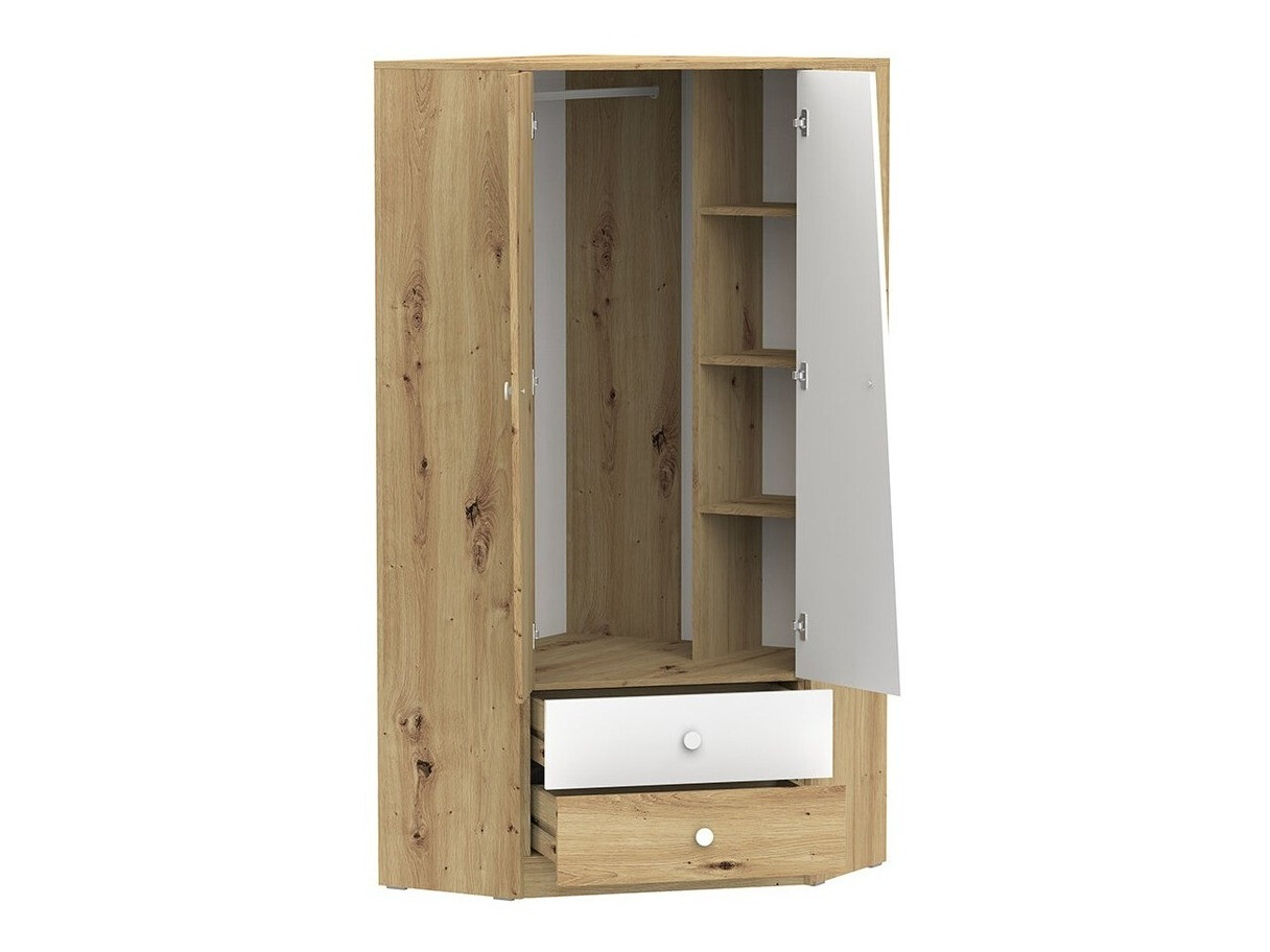 Ugaoni ormar Almira 101 (Artisan hrast + Belo)