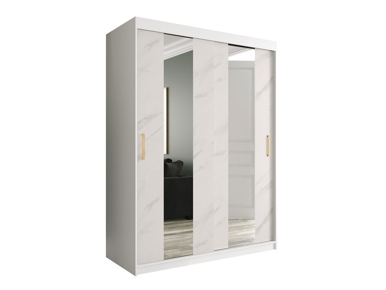 Ormar Hartford 242 (Mat belo + Beli mermer)