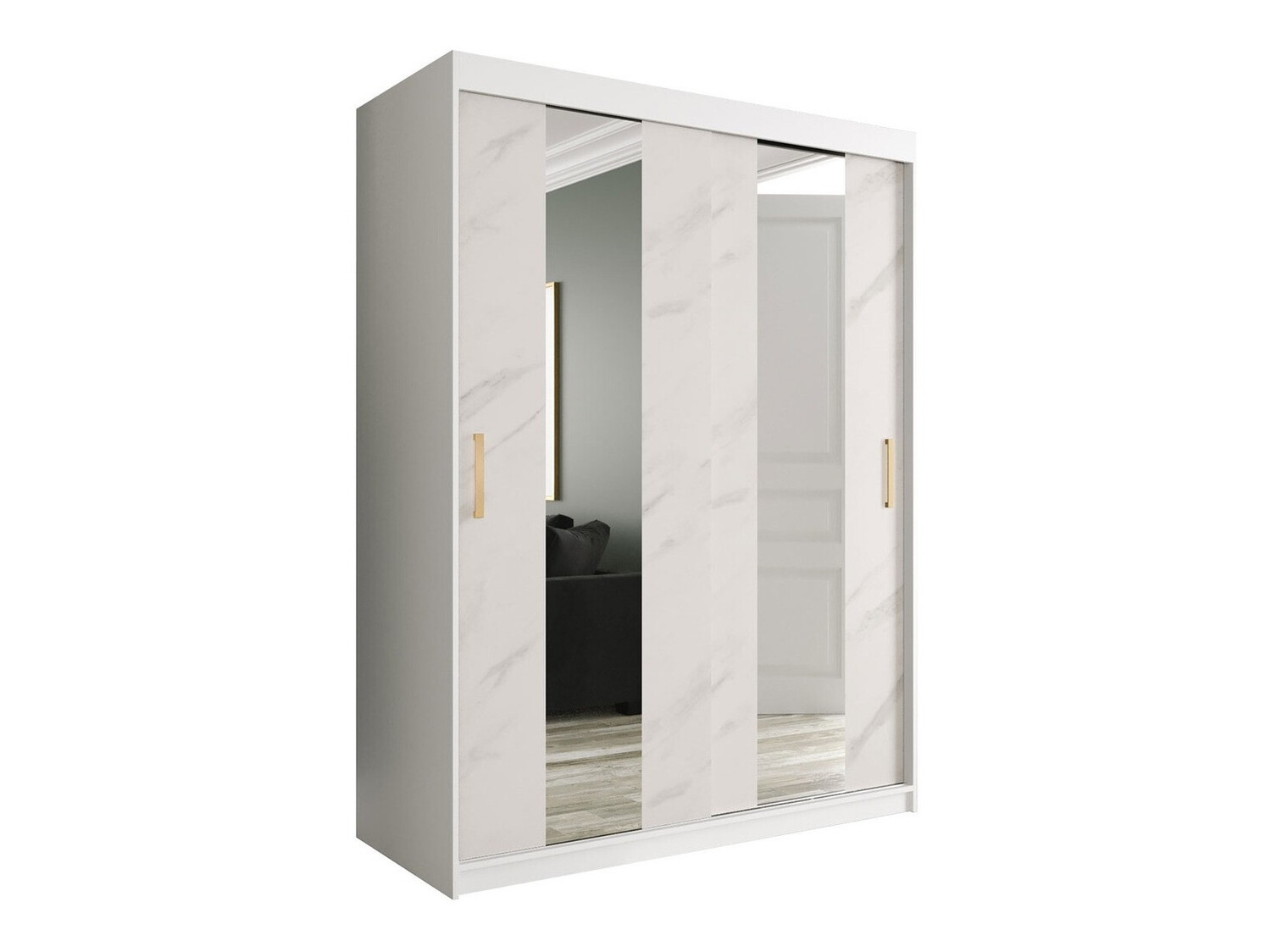 Ormar Hartford 242 (Mat belo + Beli mermer)