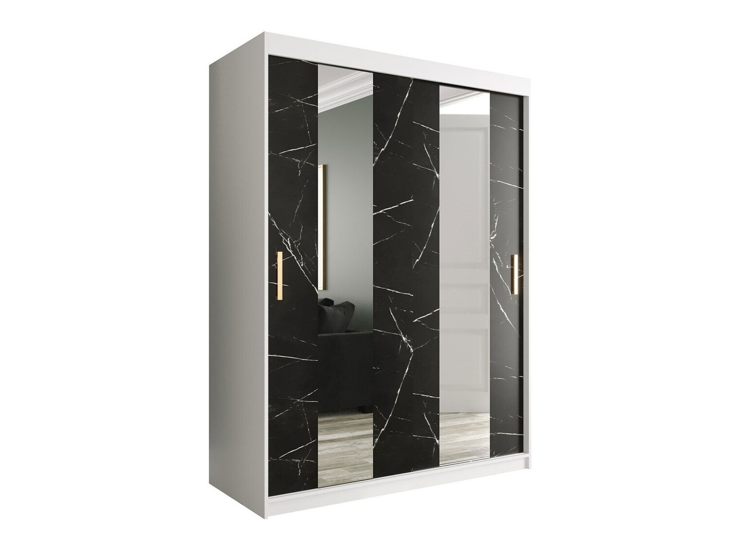 Ormar Hartford 242 (Mat belo + Crni mermer)