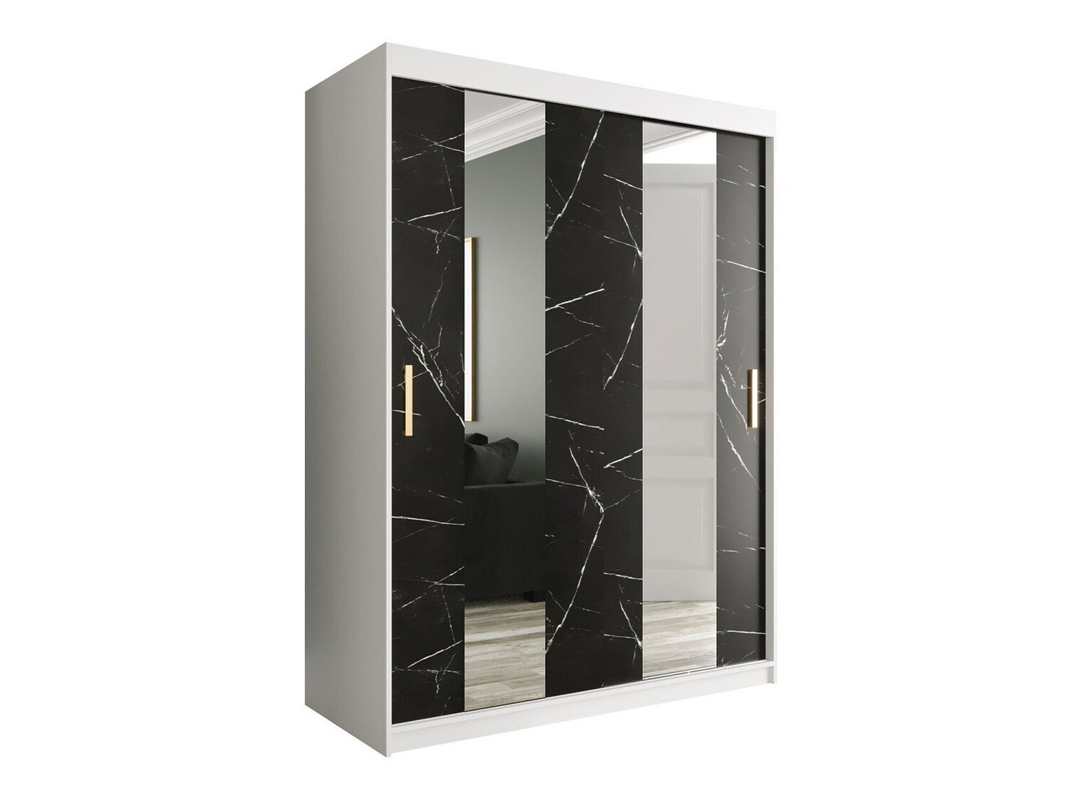 Ormar Hartford 242 (Mat belo + Crni mermer)