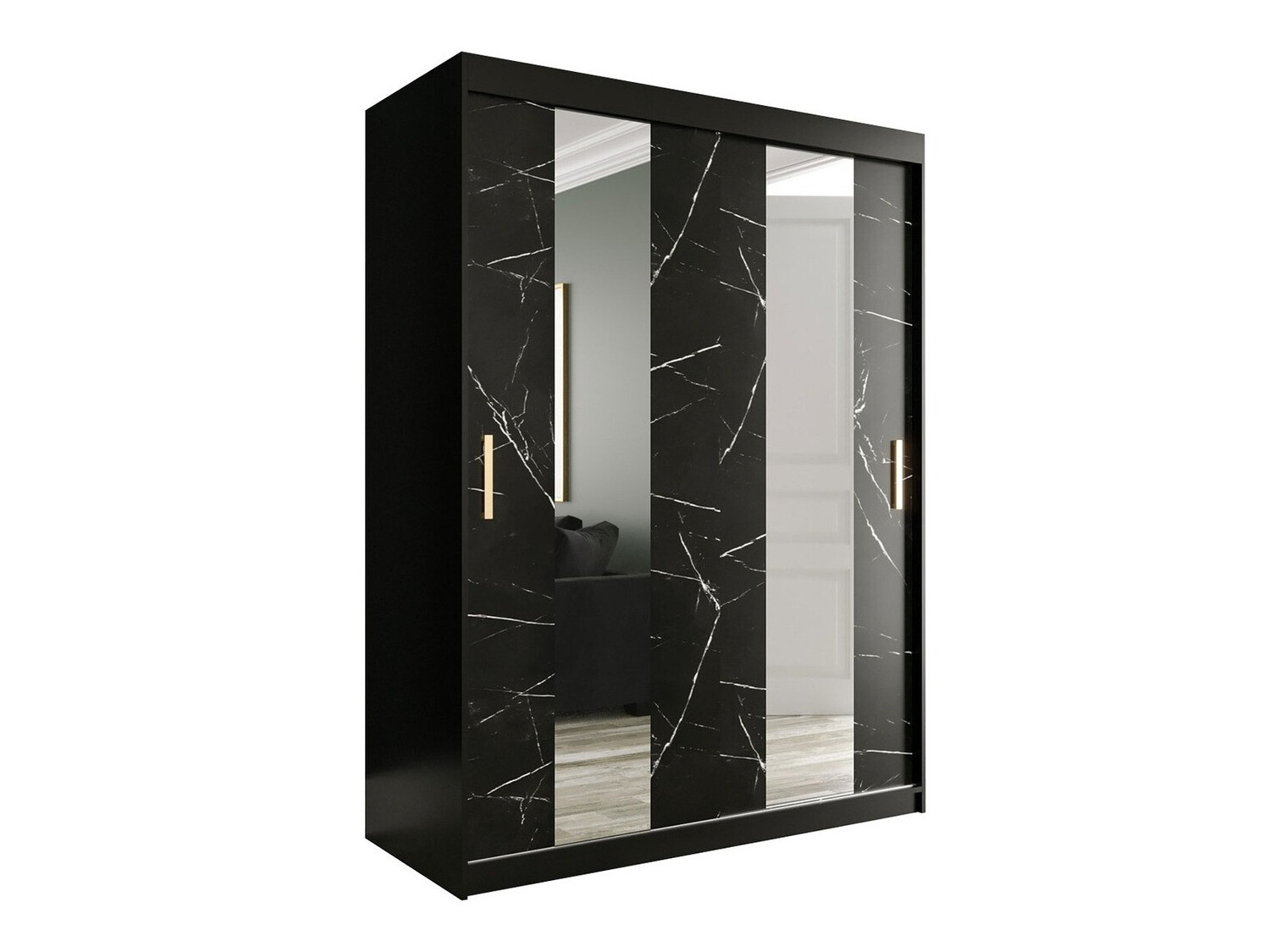 Ormar Hartford 242 (Mat crna + Crni mermer)