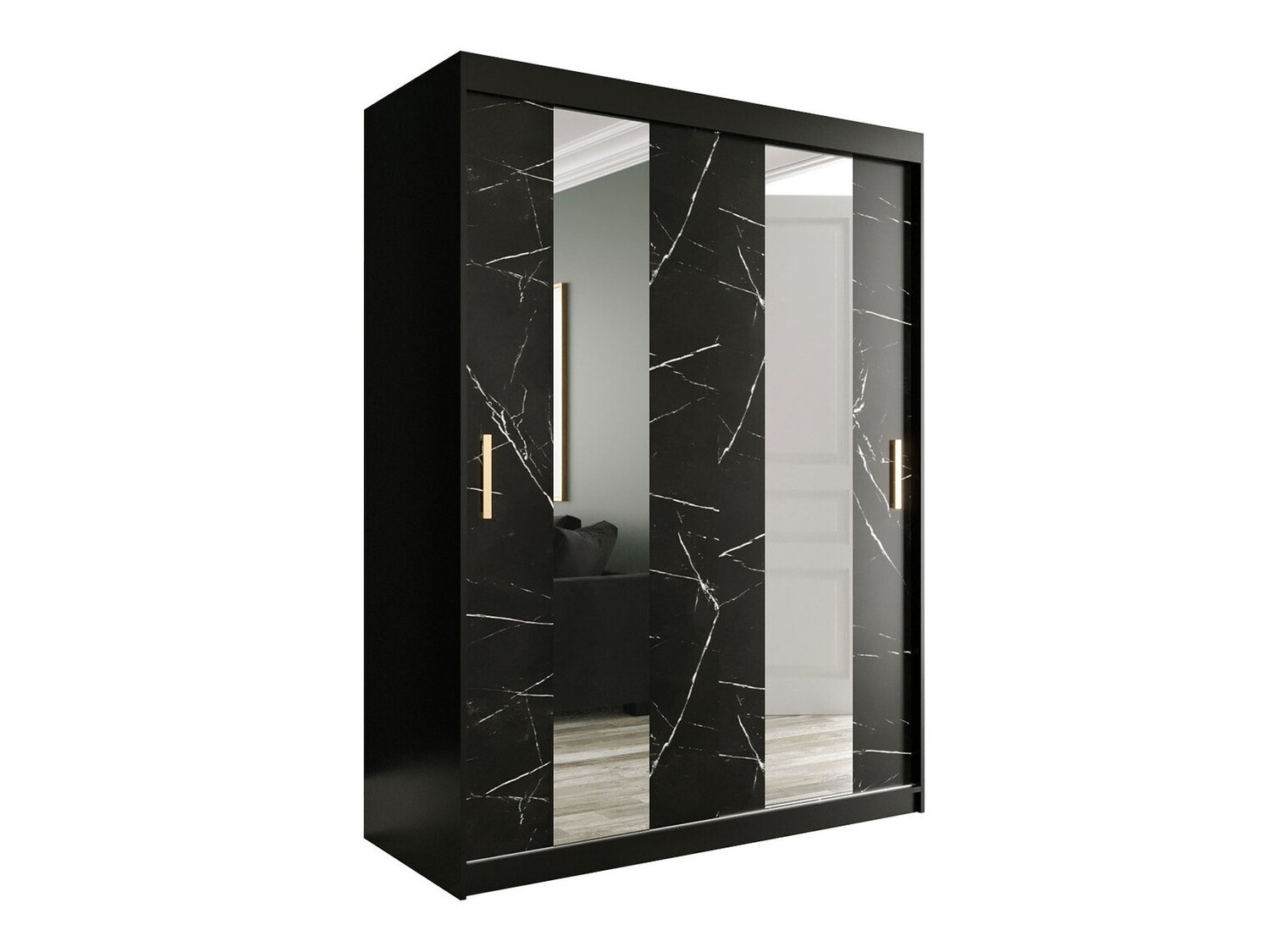 Ormar Hartford 242 (Mat crna + Crni mermer)