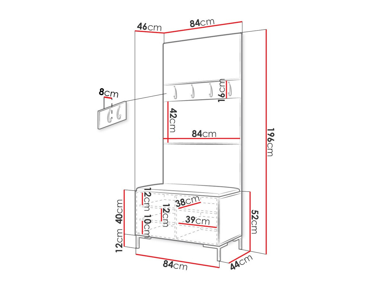 Set za hodnik Nomal III (Eko-koža Soft 017)