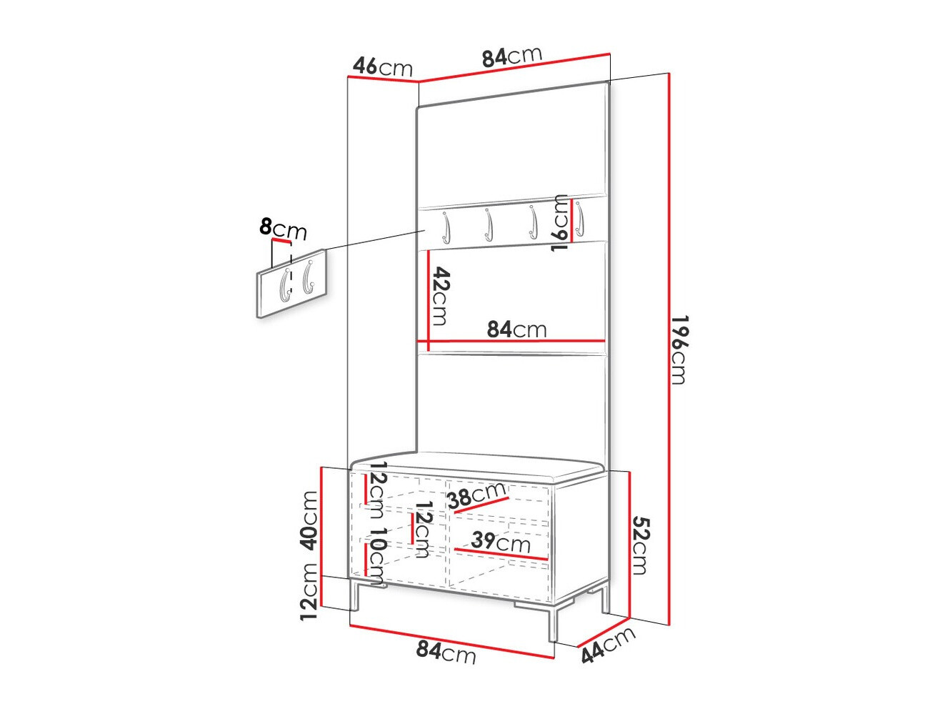 Set za hodnik Tivsoa 102 (Eko koža Soft 011)