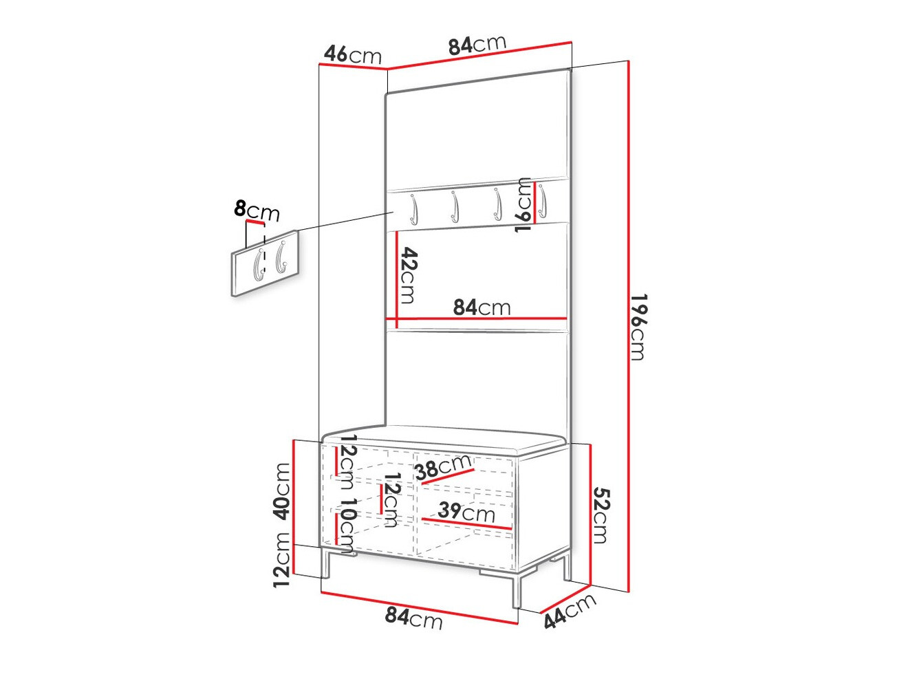 Set za hodnik Tivsoa 102 (Eko koža Soft 011)