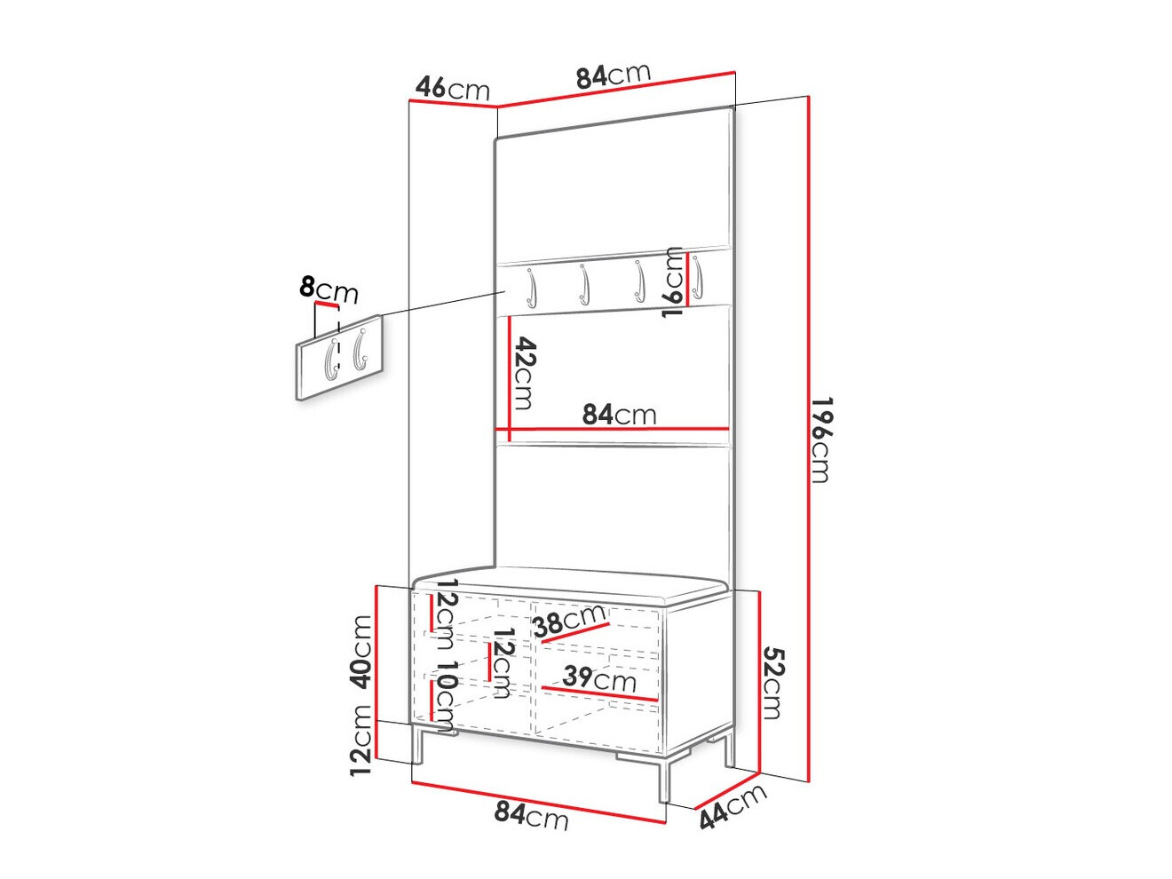 Set za hodnik Tivsoa 102 (Eko koža Soft 017)